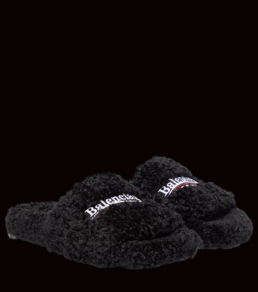 Balenciaga Furry Slide Black