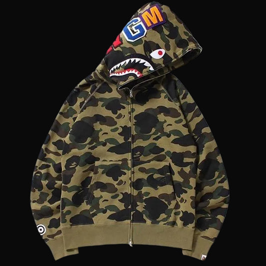Bape Zip Up Hoodie Camo Green