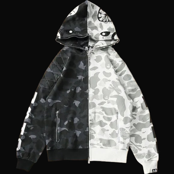 Bape Monochrome Predator Zip Up Hoodie