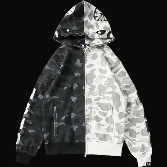 Bape Monochrome Predator Zip Up Hoodie