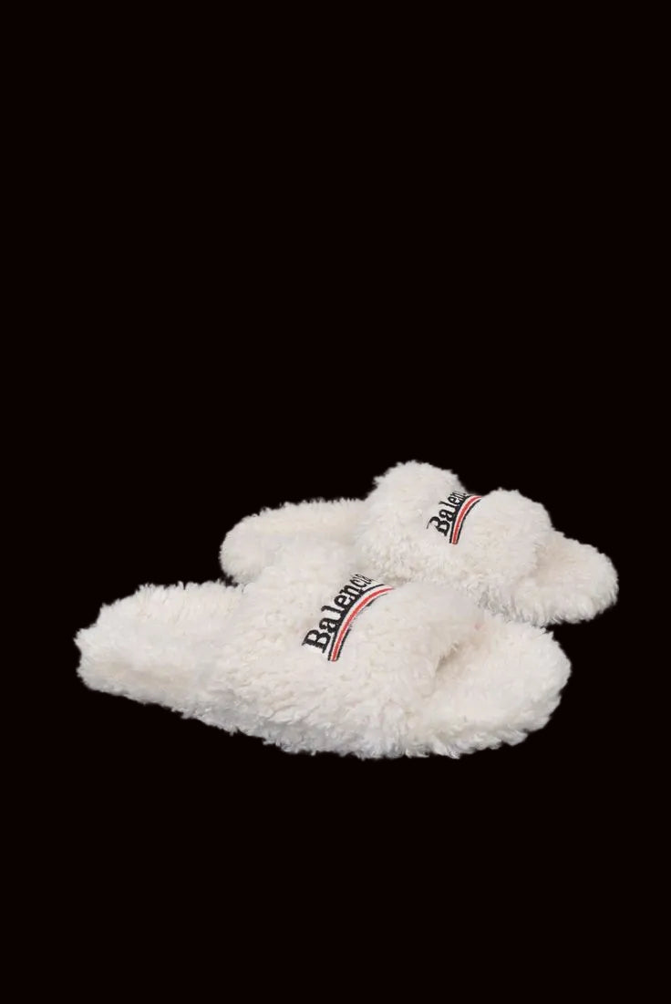Balenciaga Furry Slide White
