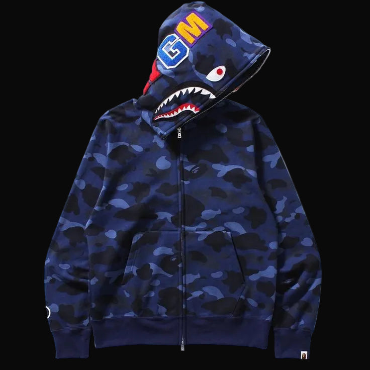 Bape Zip Up Hoodie Navy