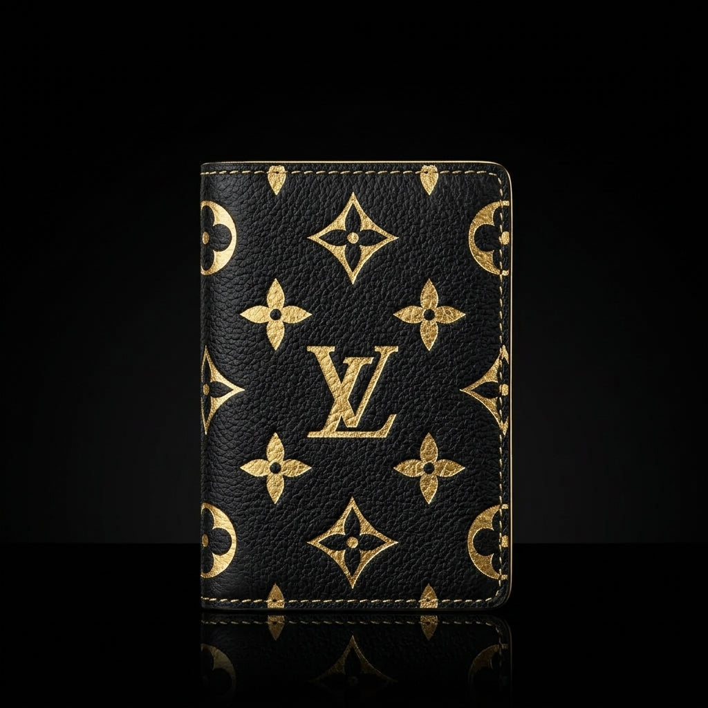 Louis Vuitton Black and Gold Monogram Card Holder