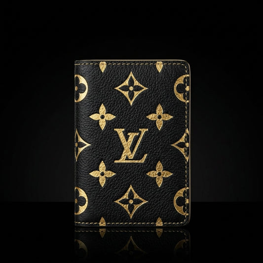 Louis Vuitton Black and Gold Monogram Card Holder
