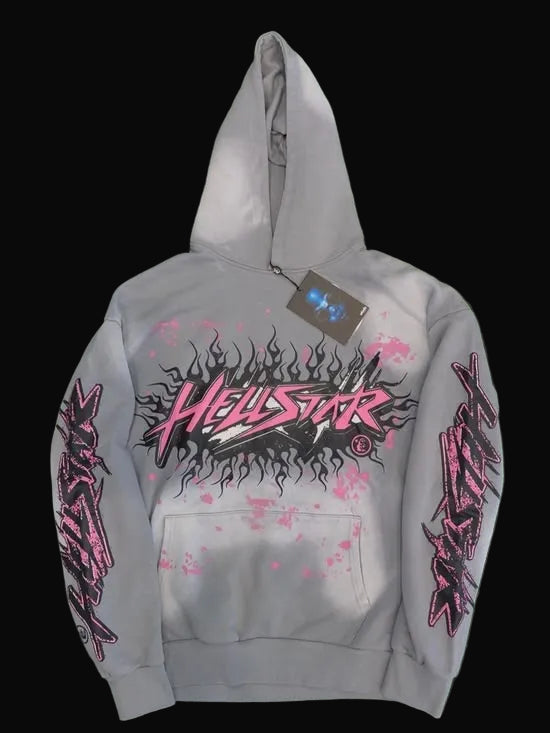 Hellstar Hoodie Grey & Pink