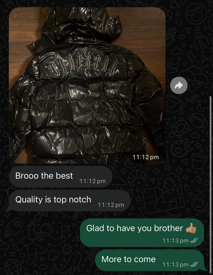 LAYERD customer review showing a black puffer jacket