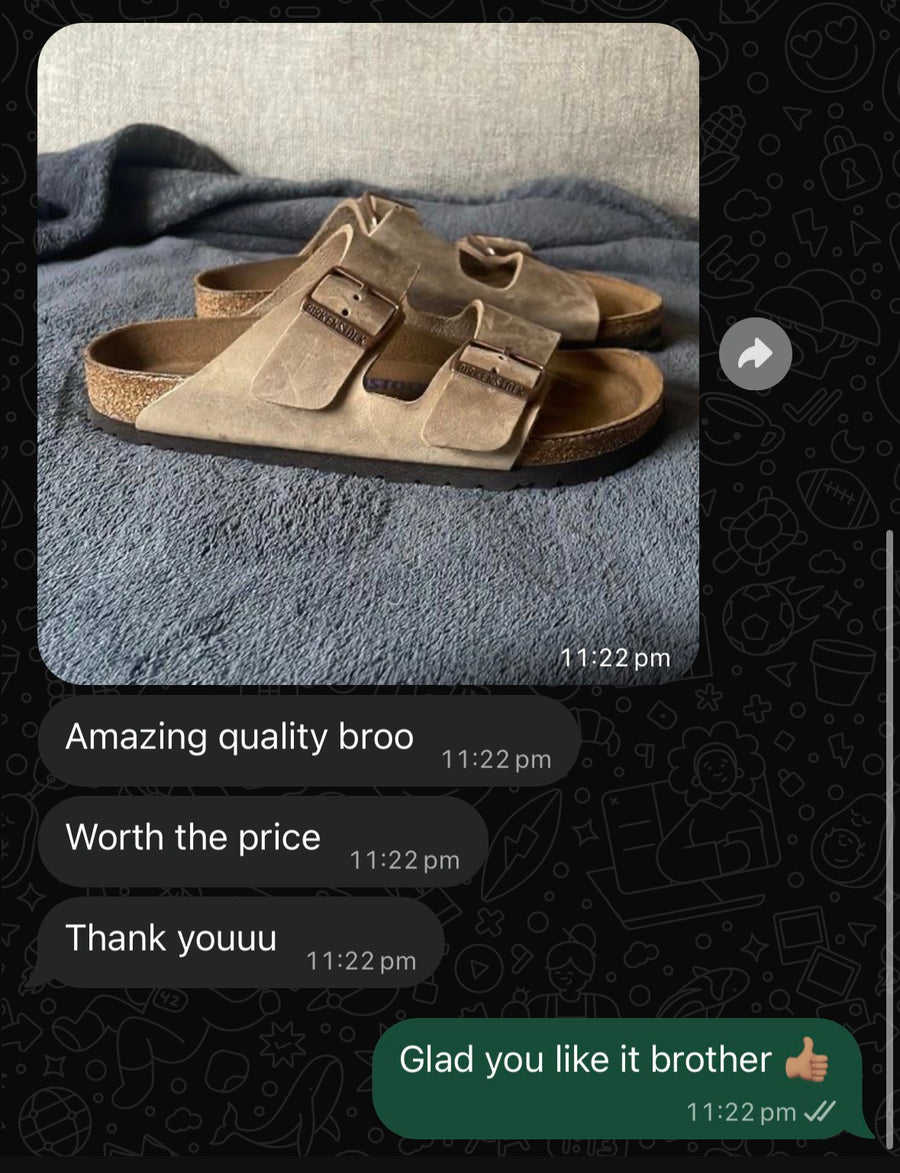 LAYERD customer review showing beige double-buckle sandals