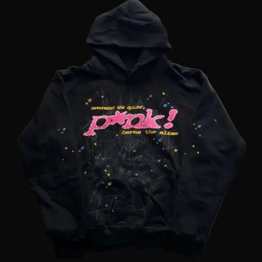Sp5der Pink Black Hoodie