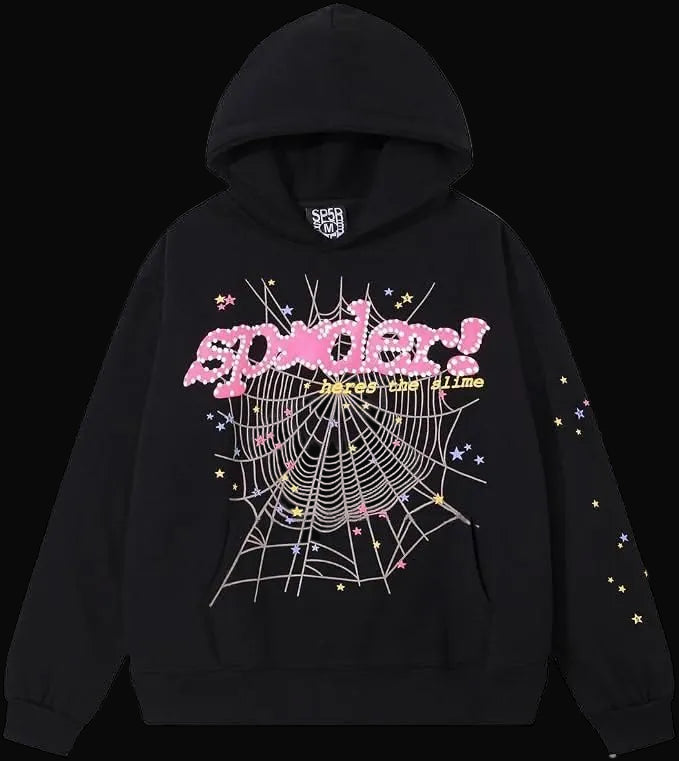 Sp5der Black Hoodie Purple Web