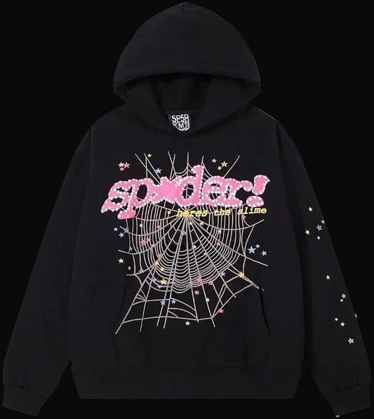 Sp5der Black Hoodie Purple Web