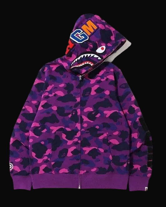 Bape Zip Up Hoodie Purple
