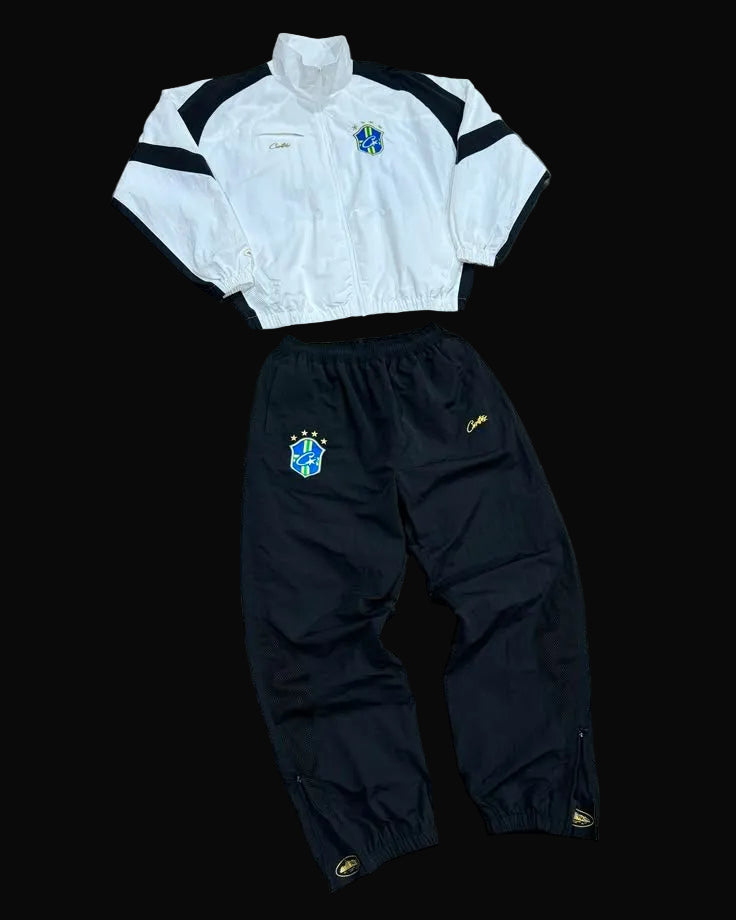 Corteiz Brazil Tracksuit Black And White